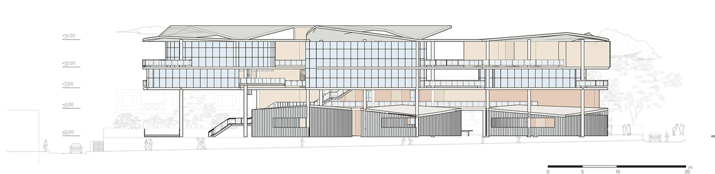 Elevation 1 of the institute.