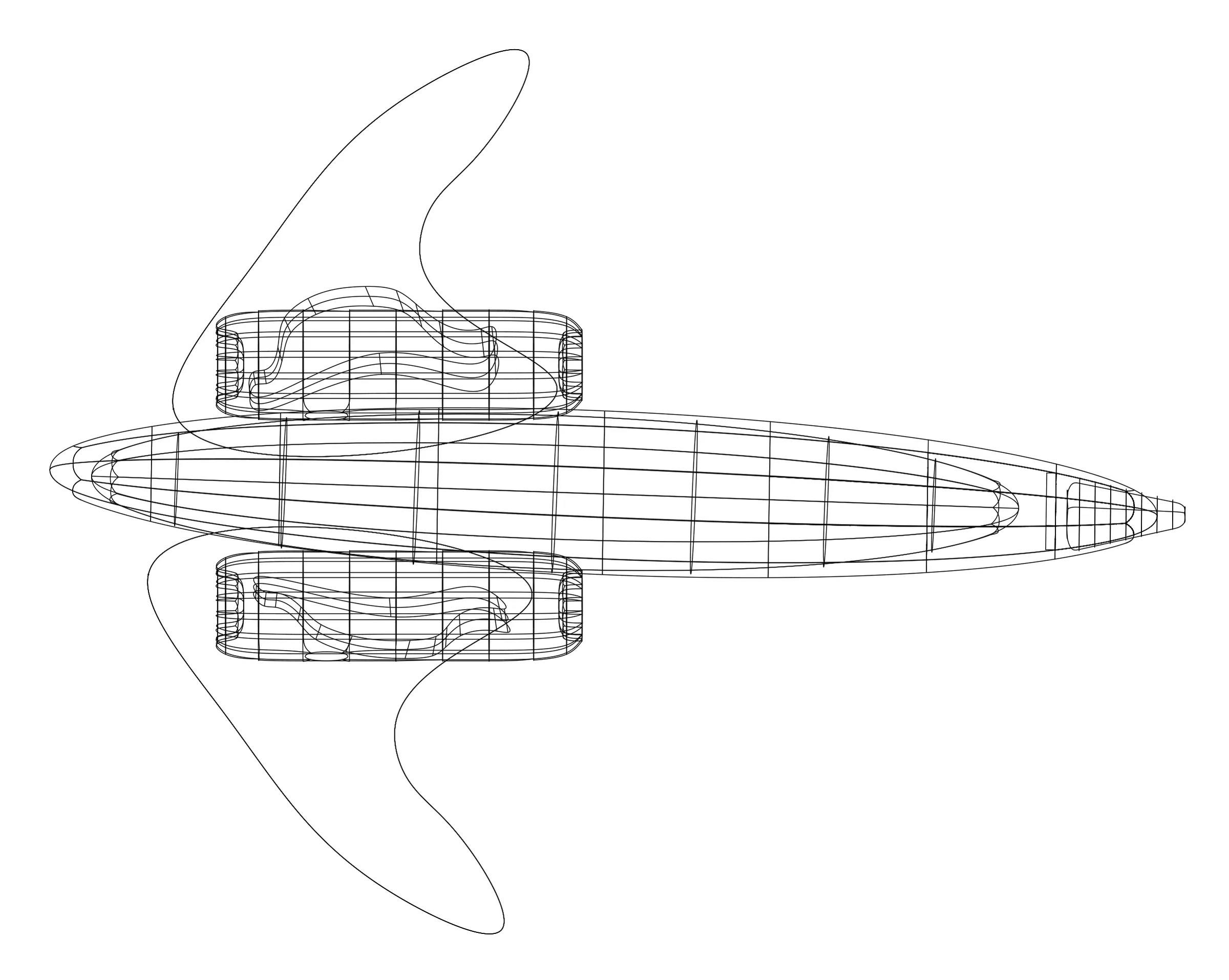 Blackbird jet, top view wireframe